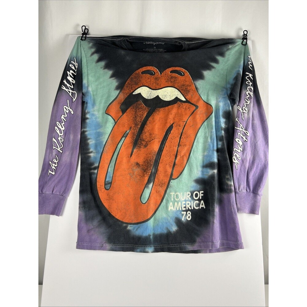 Rolling Stones Long Sleeve T-Shirt Tie Dye Men’s Size S Tour Of America 78